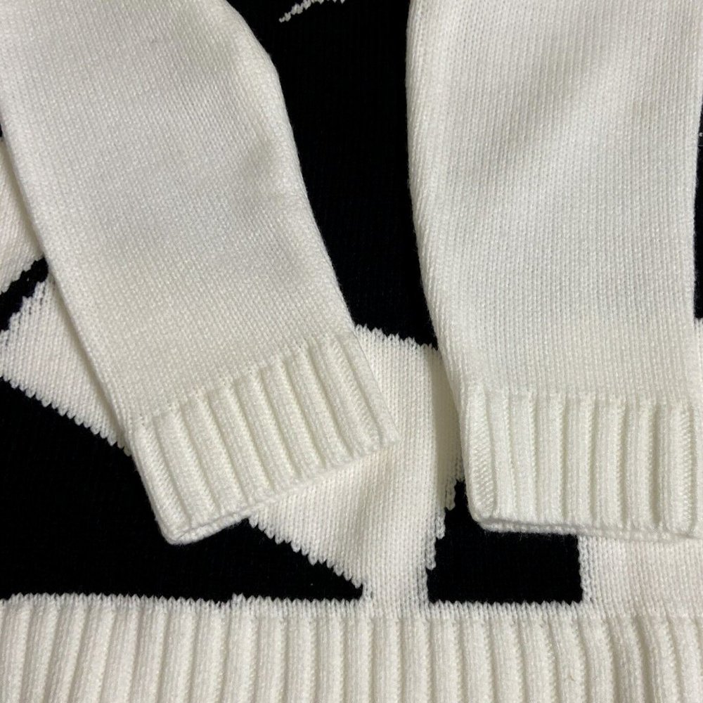 Karl Silhouette Cowlneck Sweater In White Black - Picture 4 of 5